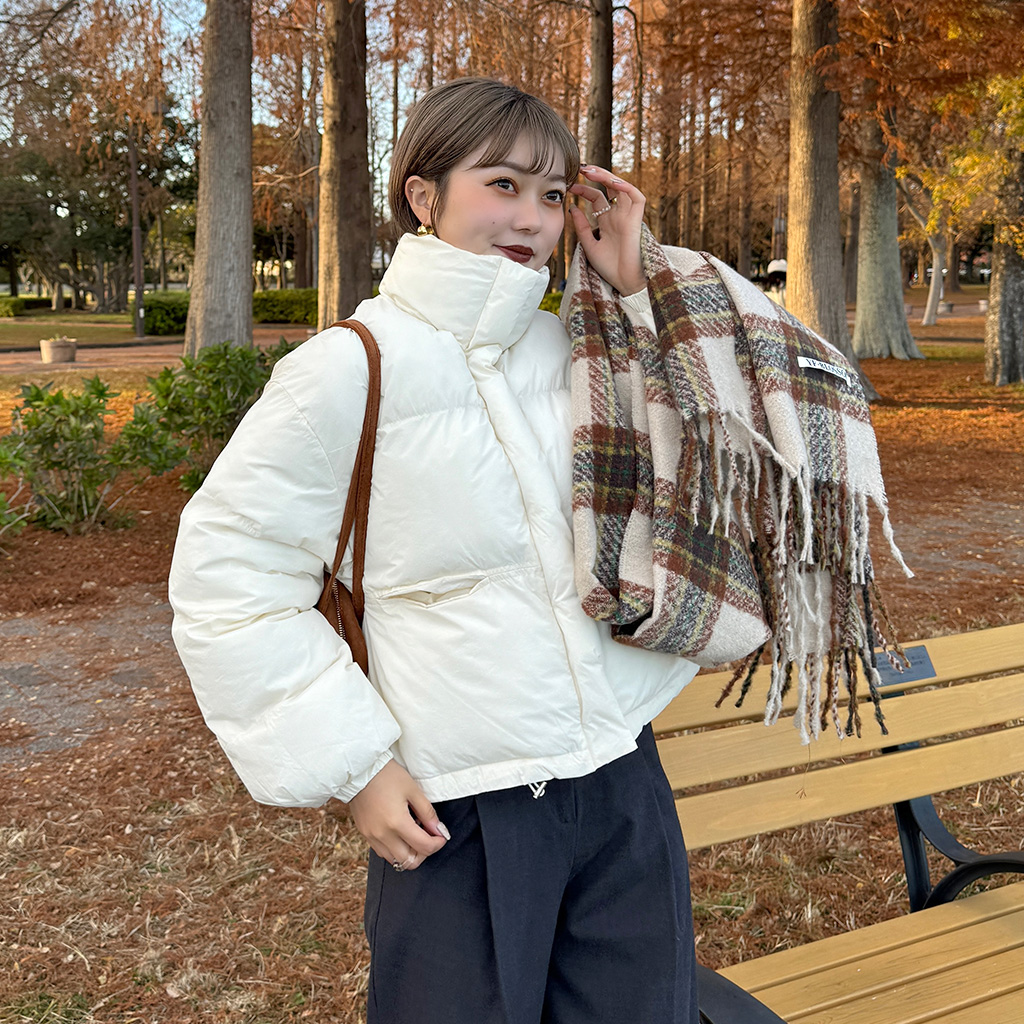 ベージュ チェック柄 マフラー182×30cm セール】ふんわりチェック柄マフラー（全3色）（マフラー）｜2ly2