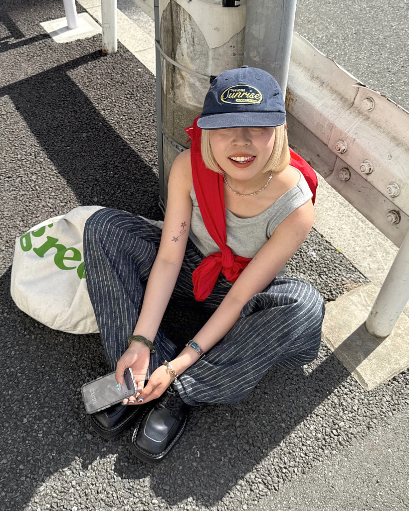 パッチポイントストライプデニムパンツ | ファッション通販