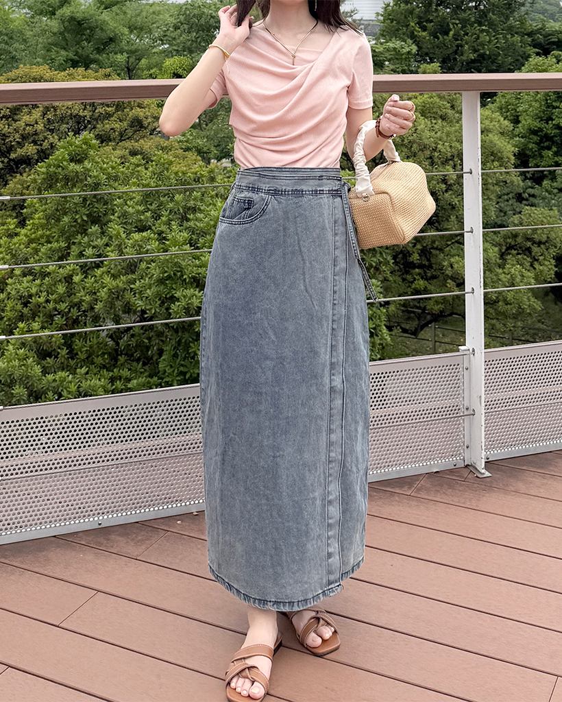 ラップロングデニムスカート | ファッション通販サイト NUGU