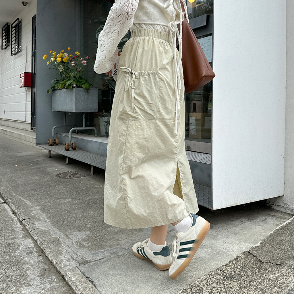 古着 ビンテージ グラニー ブランケット 単色 ホワイト ロングスカート ピュアフレアリボンロングスカート｜ミディ/ロングスカート｜韓国