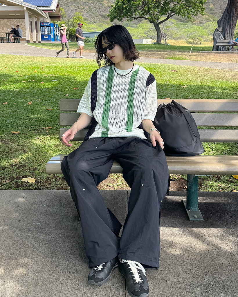 ストライメッシュ半袖ニット | ファッション通販サイト NUGU