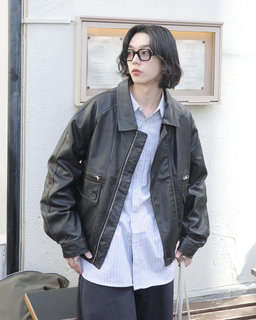 [秋再入荷](ユニセックス)ヴィンテージウォッシュレザージャケット