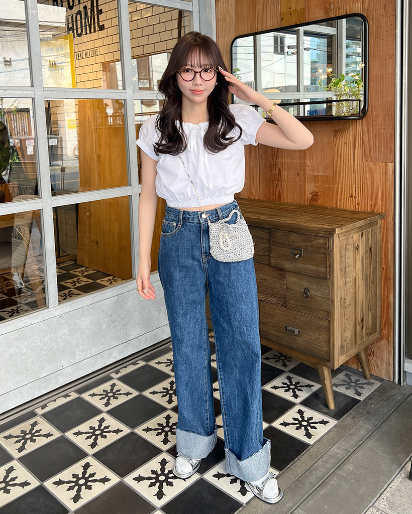 リボンストリングパフ半袖ブラウス | ファッション通販サイト NUGU