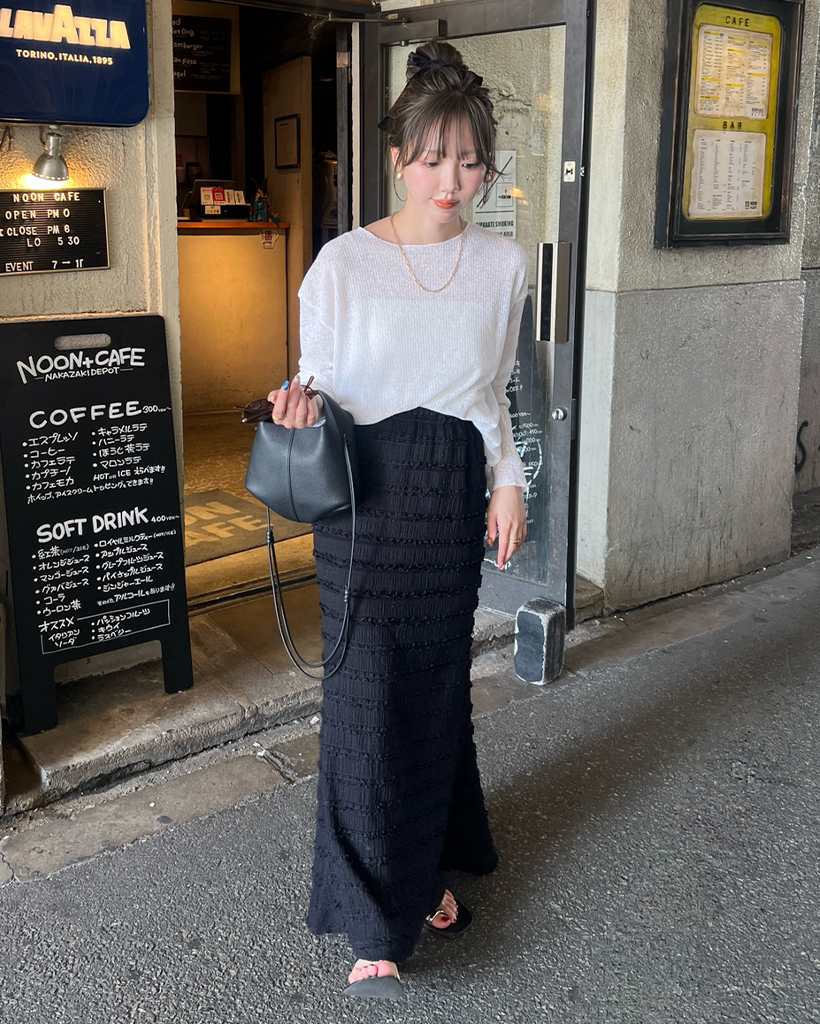 リネンシースルー長袖ニット | ファッション通販サイト NUGU