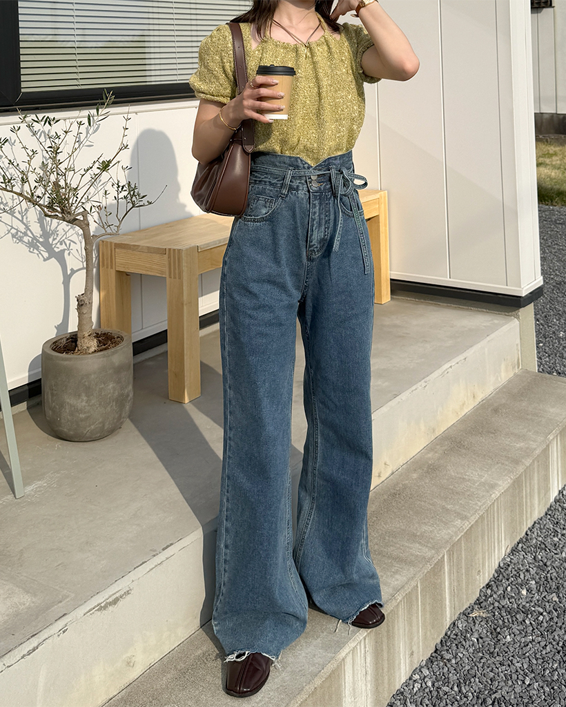 ストラップハイウエストデニムパンツ | ファッション通販サイト NUGU