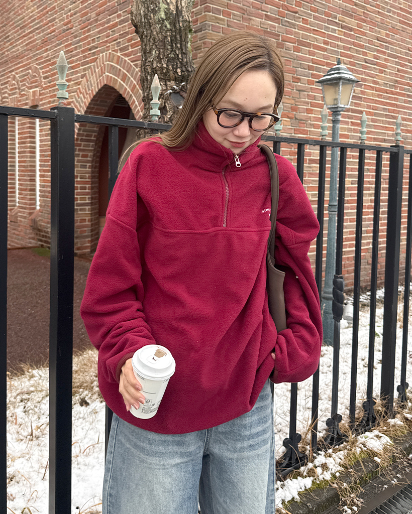 レタリングハーフジップフリース | ファッション通販サイト NUGU