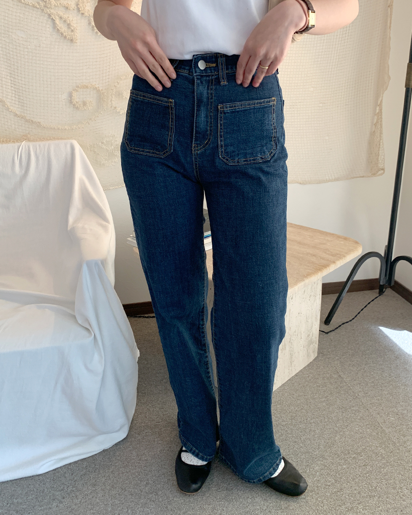 ステッチポケットストレートフィットデニムパンツ | ファッション通販