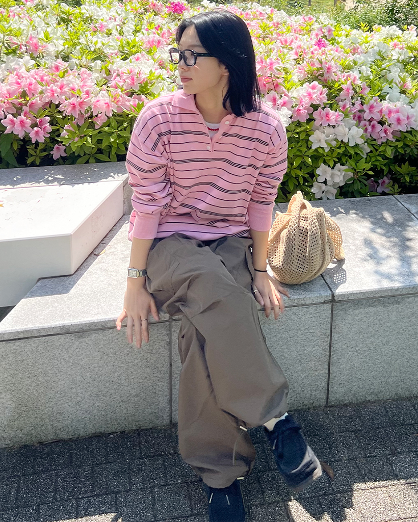 ユニセックス)ルーズフィットボーダーカラーニット | ファッション通販