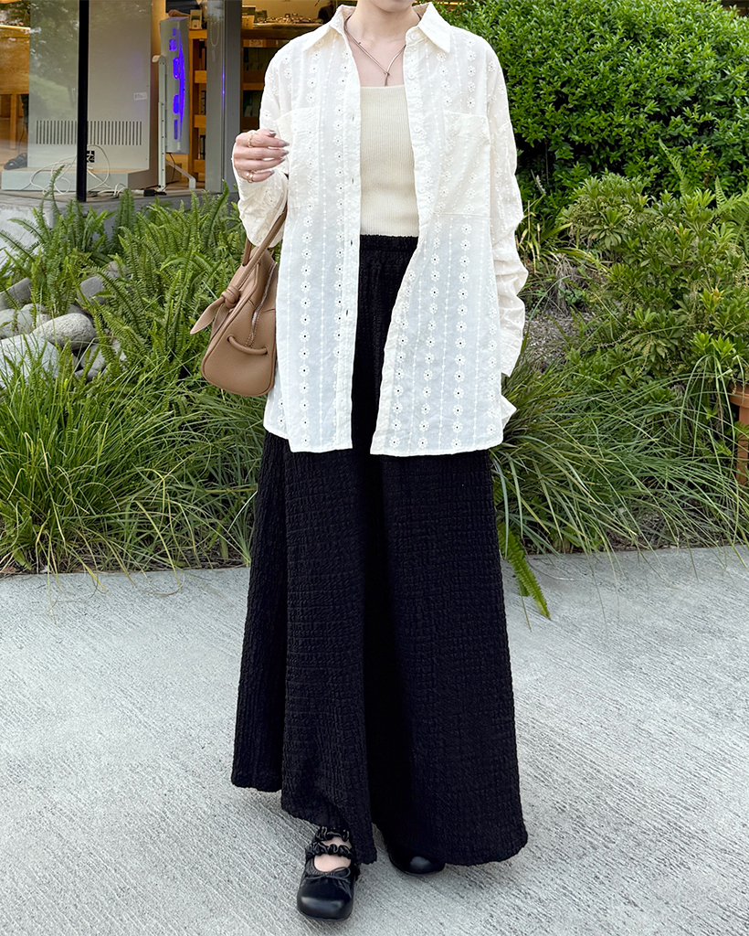 エンボスロングフレアスカート | ファッション通販サイト NUGU