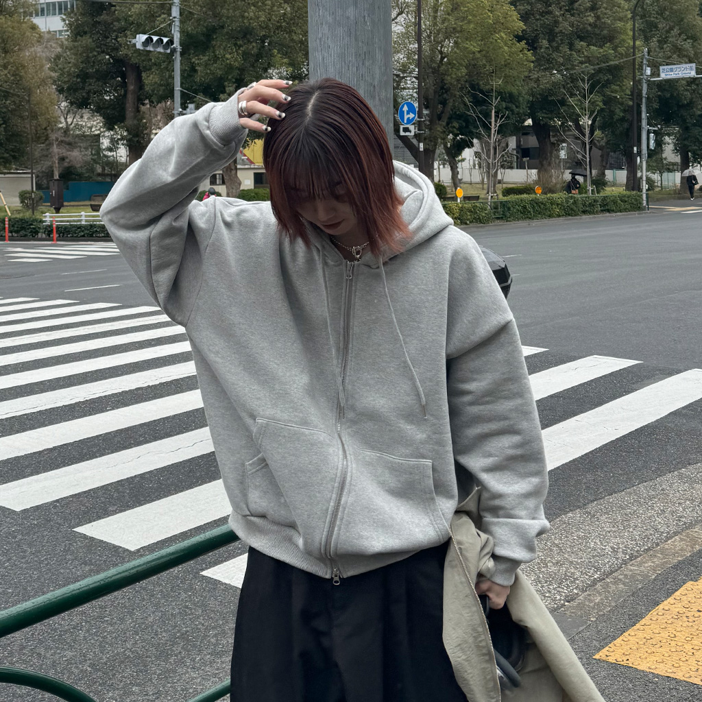 【専用】モラビト フード付 ジップアップ パーカー ユニセックス ベージュ M ジップアップパーカー メンズ スウェットパーカー裏起毛 無地