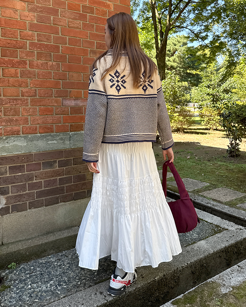 雪柄カラーニットカーディガン | ファッション通販サイト NUGU