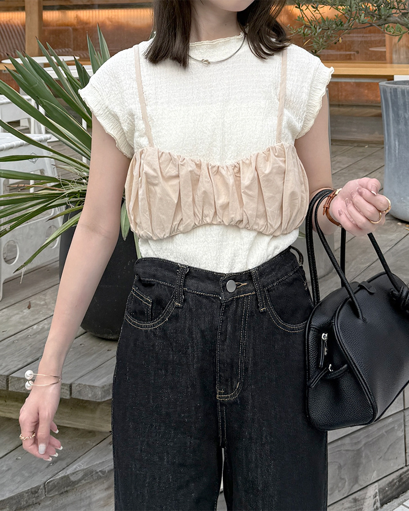 シャーリングクロップドビスチェ | ファッション通販サイト NUGU