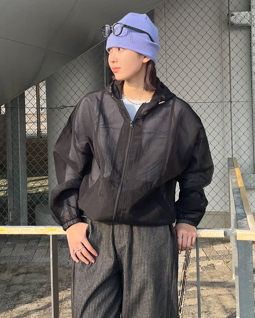 ユニセックス)メッシュフードウィンドブレーカージャケット