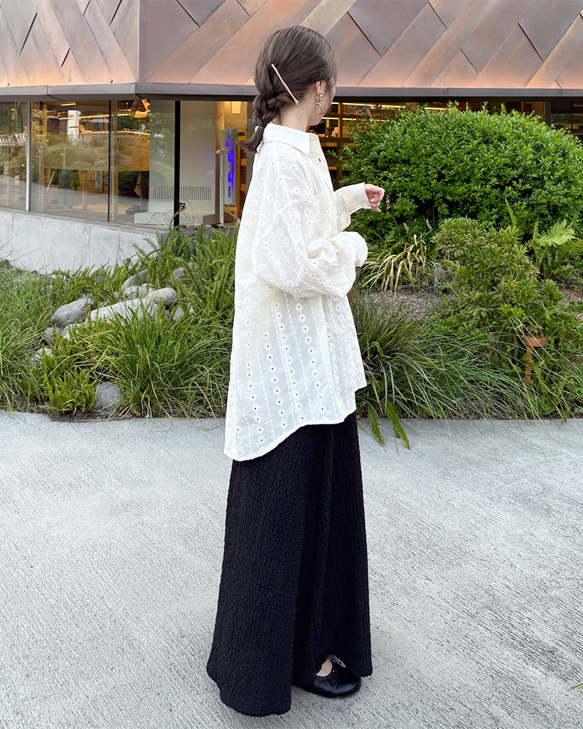 J-285 アンタイトル イタリヤ製 高級リネン フェイクラップフレア スカート レースレイヤードナローフレアージャンパースカート/an another