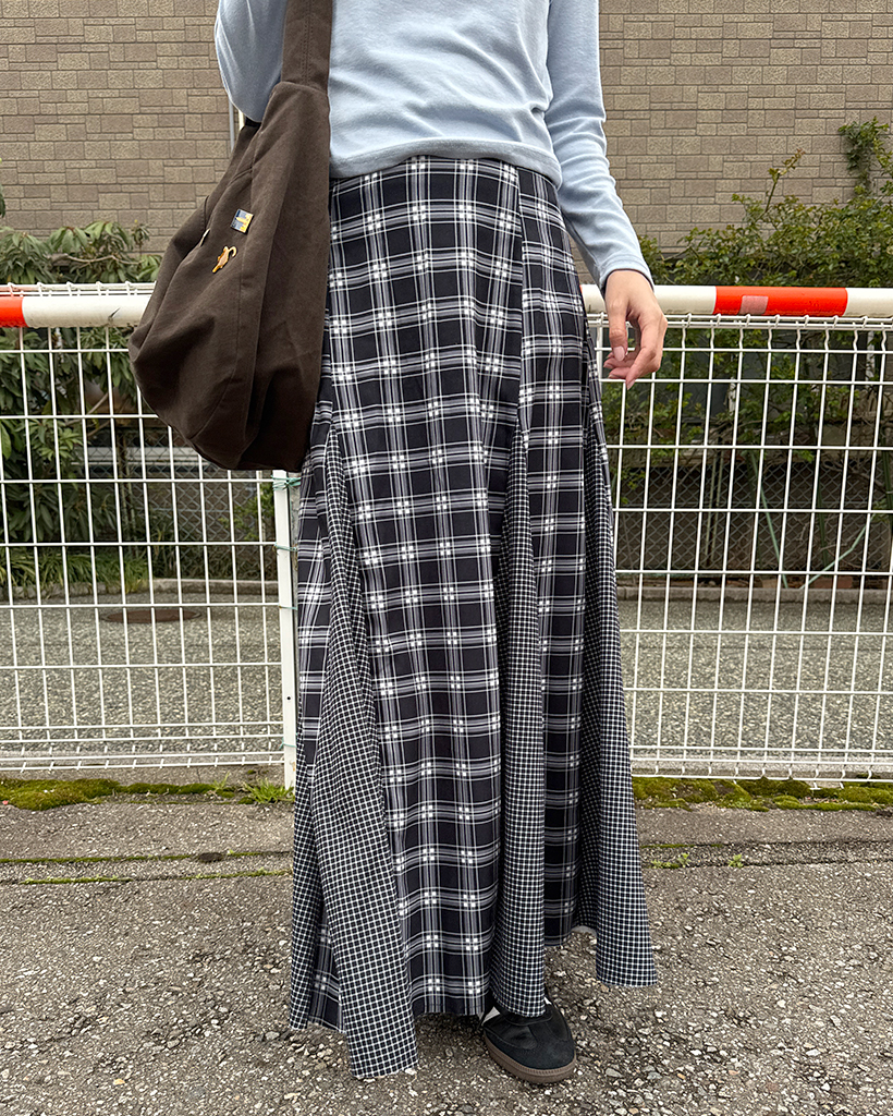 スリットチェックロングスカート | ファッション通販サイト NUGU