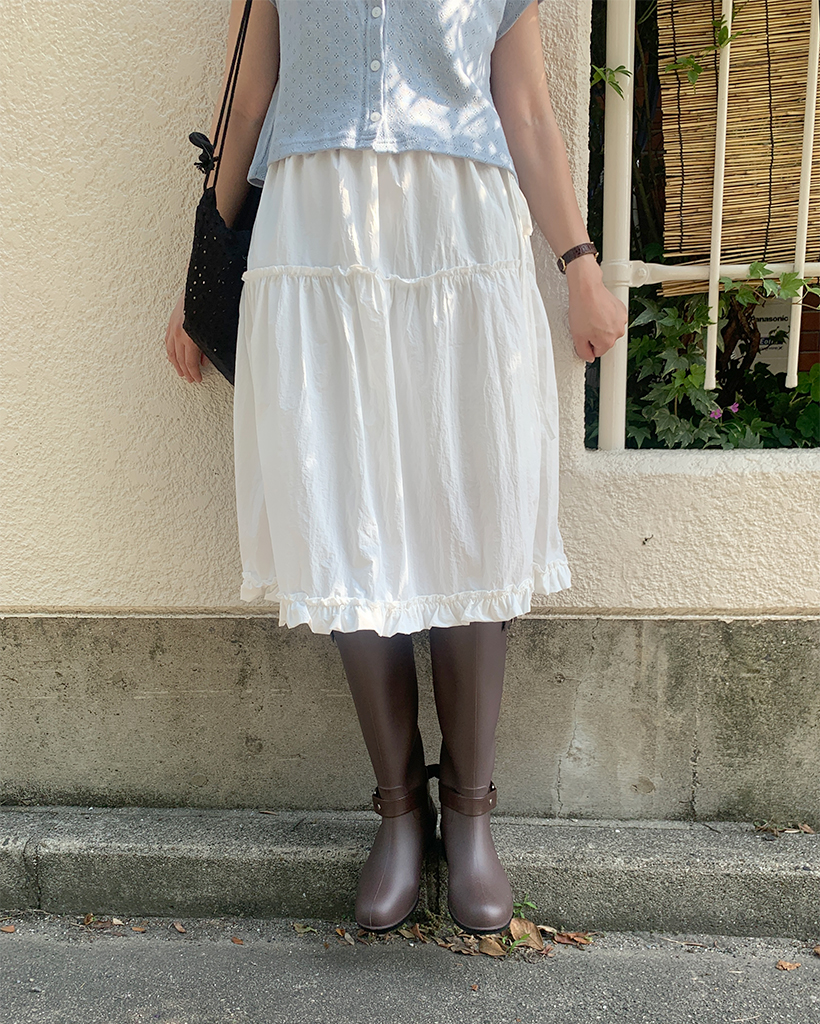 フリルポイントナイロンスカート | ファッション通販サイト NUGU
