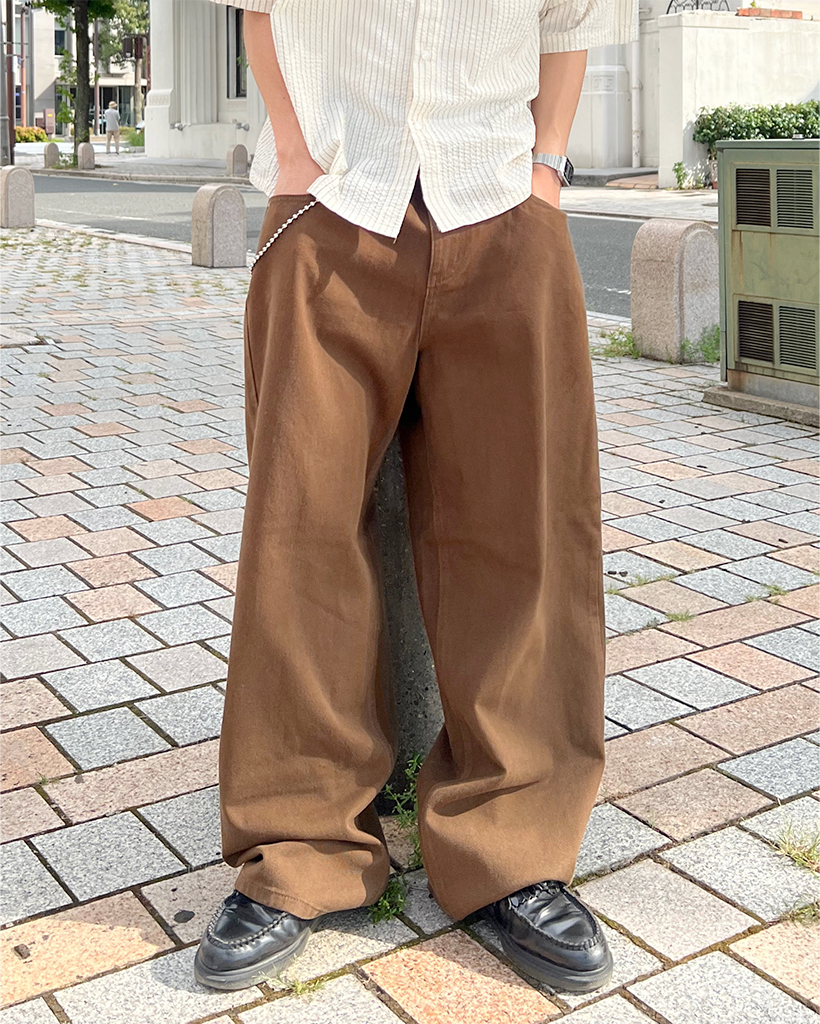 ユニセックス)ベーシックコットンワイドパンツ | ファッション