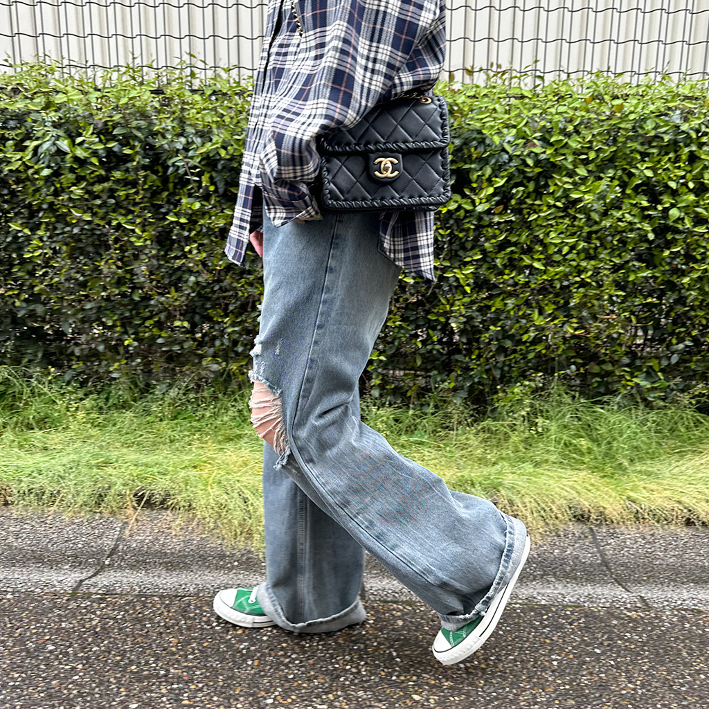 ダメージワイドデニムパンツ MASONPRINCE ジーンズ 裾ダメージワイドシルエットデニムパンツ