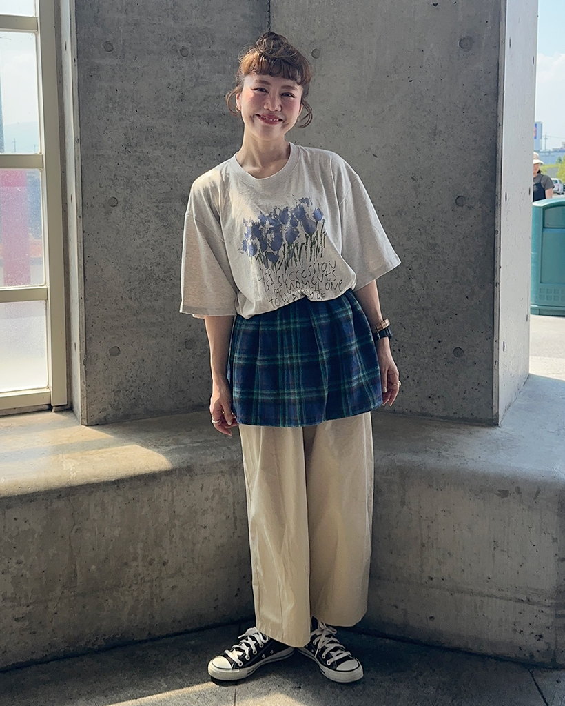 チェックレイヤード風ワンピースサックス130 チェックレイヤード風ワンピースサックス130