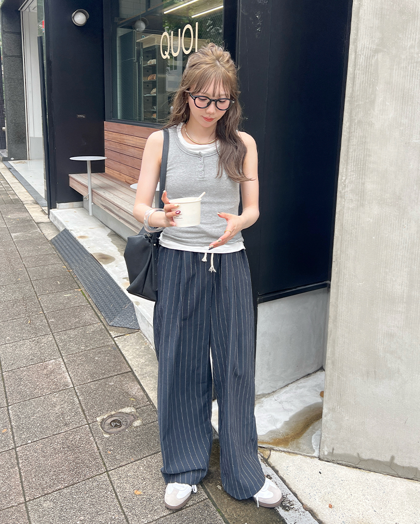 ストライプワイドバンディングパンツ | ファッション通販サイト NUGU