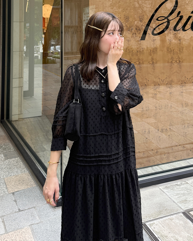 ドットレースシースルーロングワンピース | ファッション通販サイト NUGU