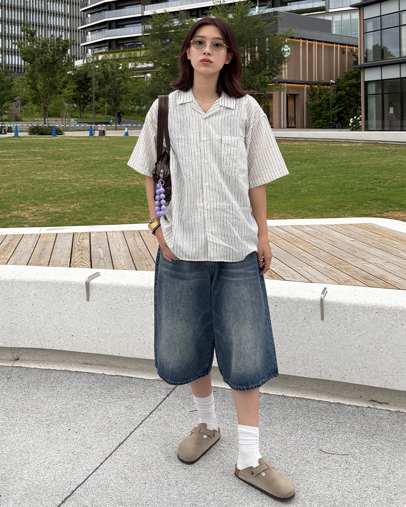ユニセックス)ストライプ半袖シャツ | ファッション通販サイト NUGU