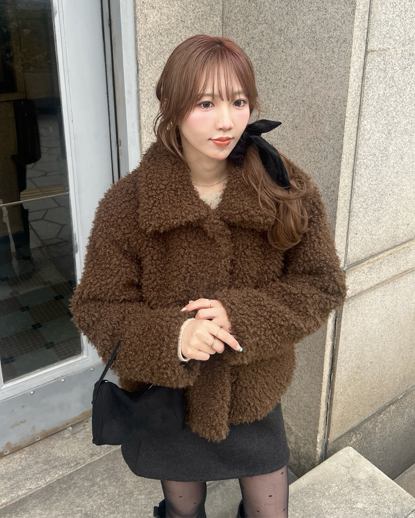 新品未使用タグ付き ボア生地ジャケットアウター niko and… ブルゾン アウター ミックスボアZIPジャケット レディース