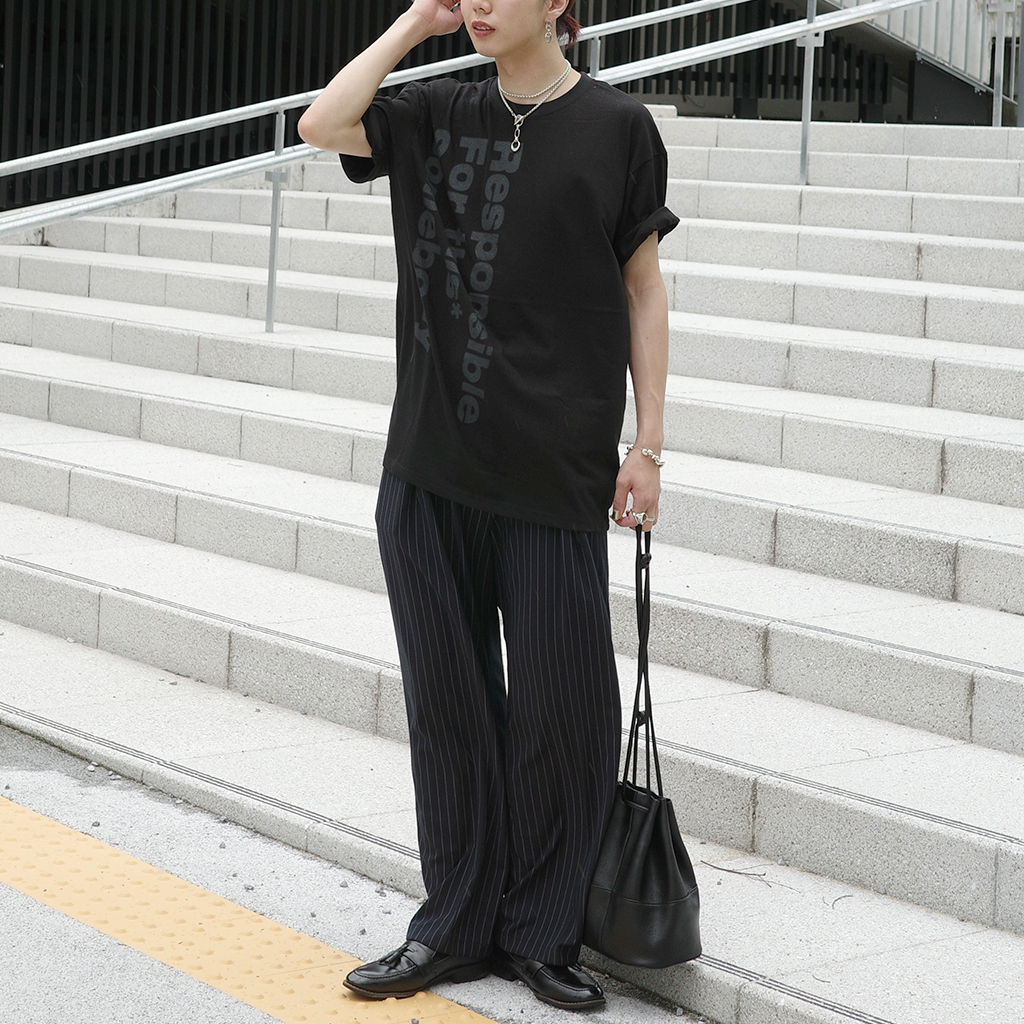 BonBon/ストライプストレートスラックス/ネイビー(navy) BonBon/ストライプストレートスラックス/ネイビー(navy) THREE