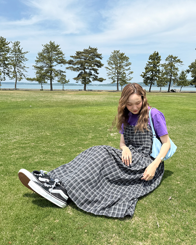 チェックロングキャミワンピース | ファッション通販サイト NUGU