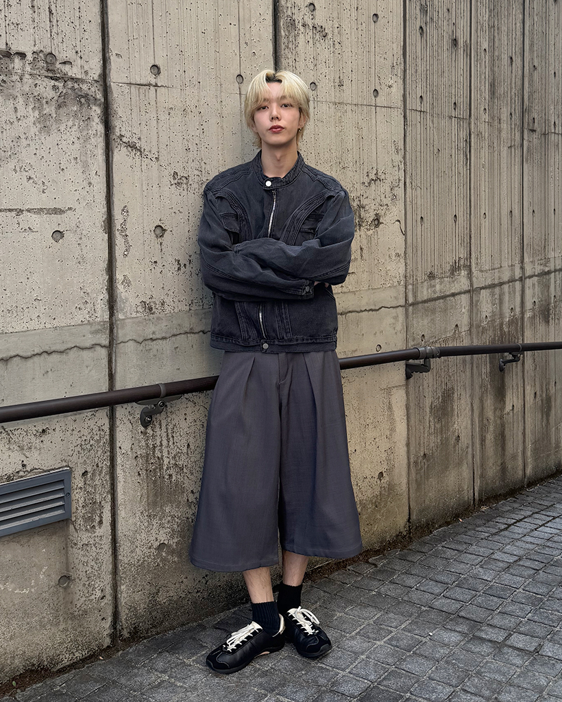 デニムセットアップ セットアップ デニム クロップドトップス×ワイドパンツ 可愛い