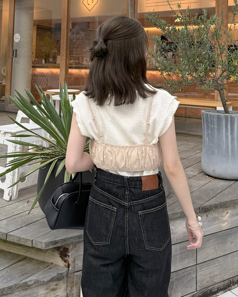 シャーリングクロップドビスチェ | ファッション通販サイト NUGU