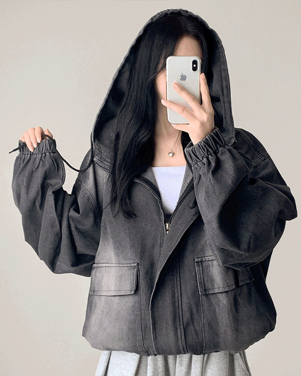 オーバーサイズヴィンテージウォッシュ2WAYデニムパーカー