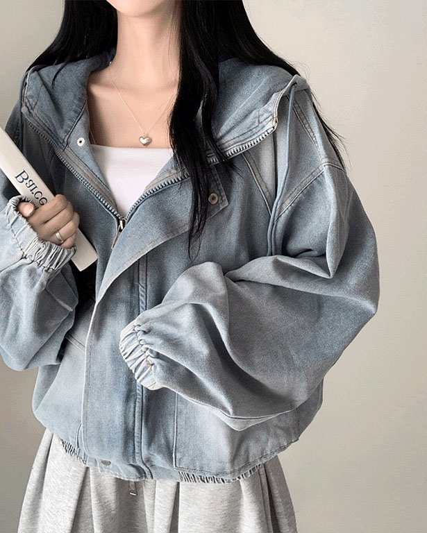 オーバーサイズヴィンテージウォッシュ2WAYデニムパーカー