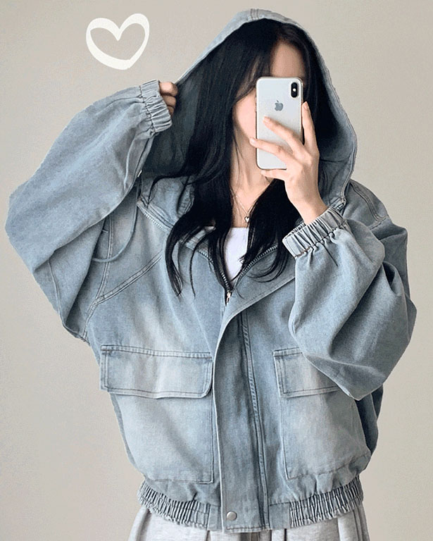 オーバーサイズヴィンテージウォッシュ2WAYデニムパーカー