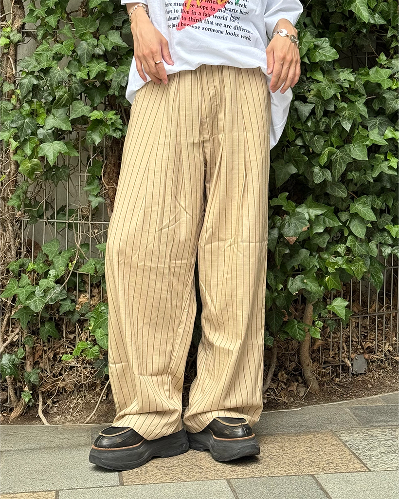 サマーストライプワイドバンディングパンツ | ファッション通販