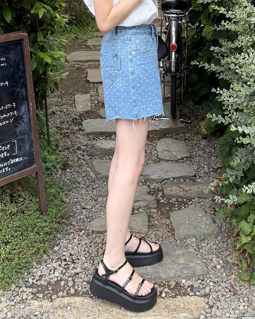 パンツ Naomi ドットデニムショートパンツ | ファッション通販サイト NUGU