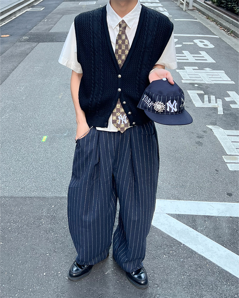 大山シュン【So】ネイビーストライプパンツ/Futu-no-Stripe 大山シュン