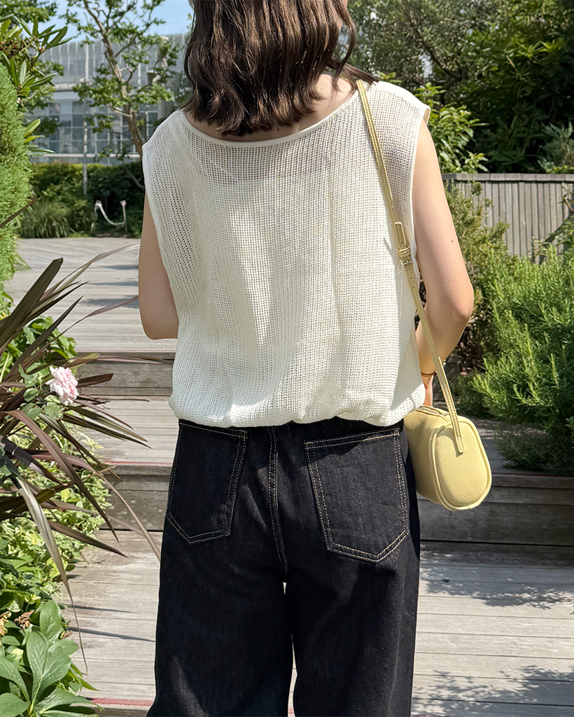 スリーブレスセットパンチングニットナシ | ファッション通販