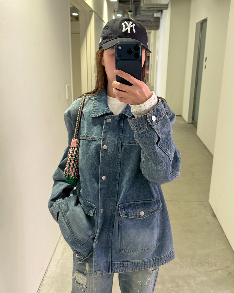 デニムミディジップアップジャケット