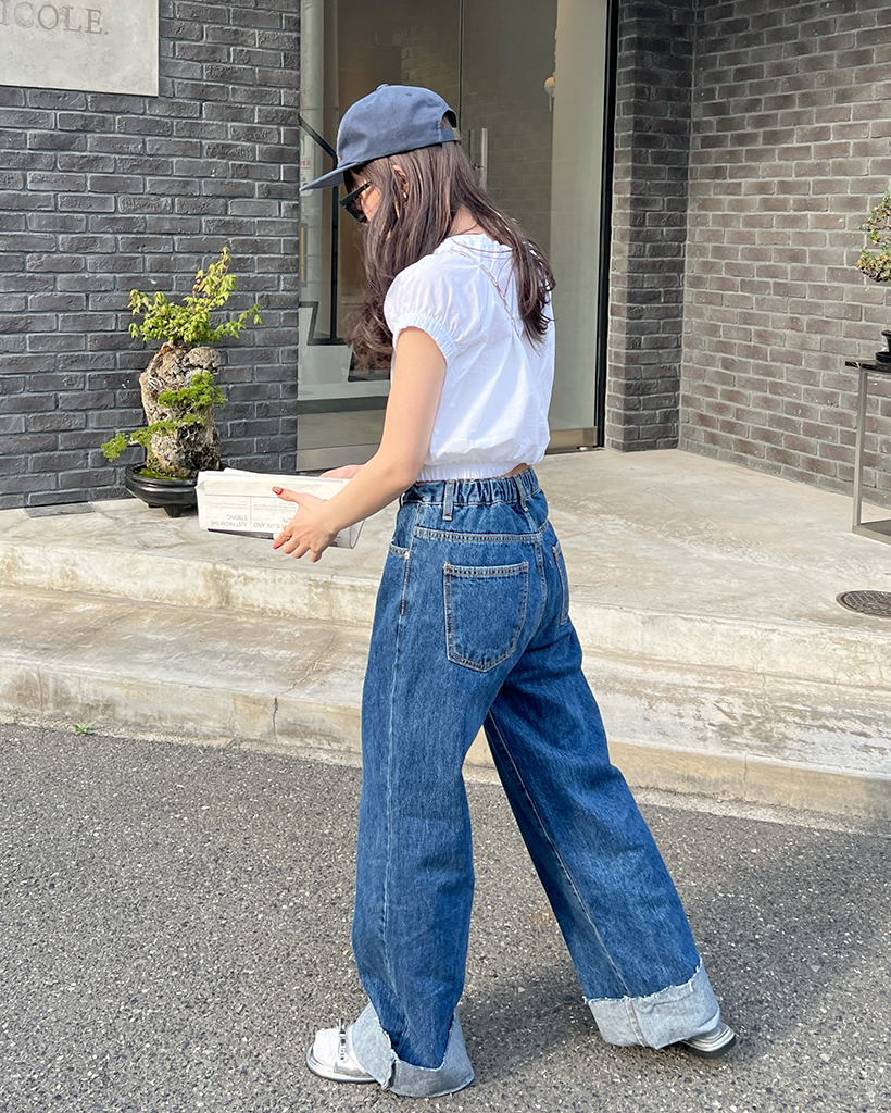 ロールアップデニムワイドパンツ | ファッション通販サイト NUGU