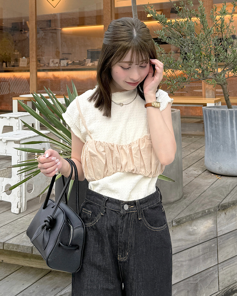 シャーリングクロップドビスチェ | ファッション通販サイト NUGU