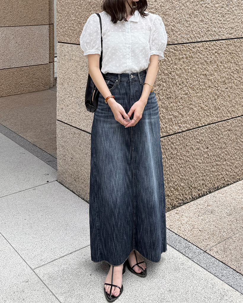 ウォッシュデニムロングスカート | ファッション通販サイト NUGU