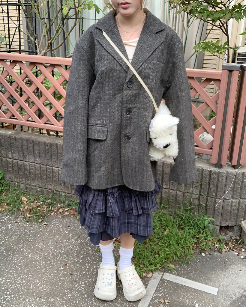 ユニセックス)オーバーフィットヘリンボーンジャケット | ファッション