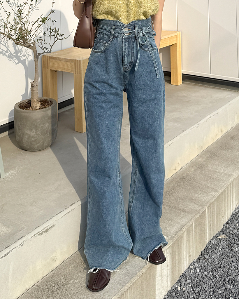 ストラップハイウエストデニムパンツ | ファッション通販サイト NUGU