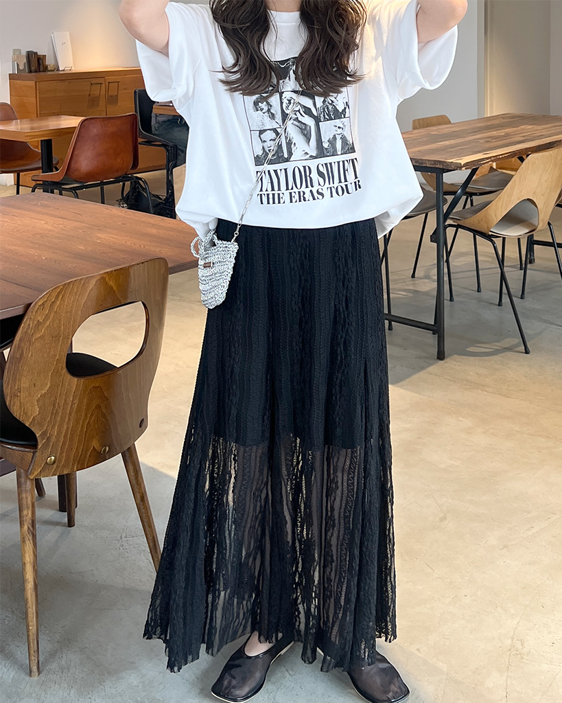 シースルーレースロングスカート | ファッション通販サイト NUGU