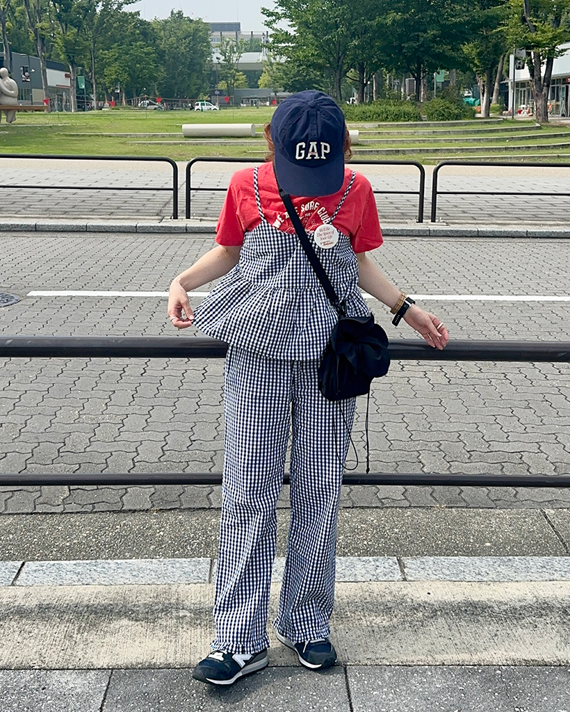 ギンガムチェックスリーブレスパンツセット | ファッション通販