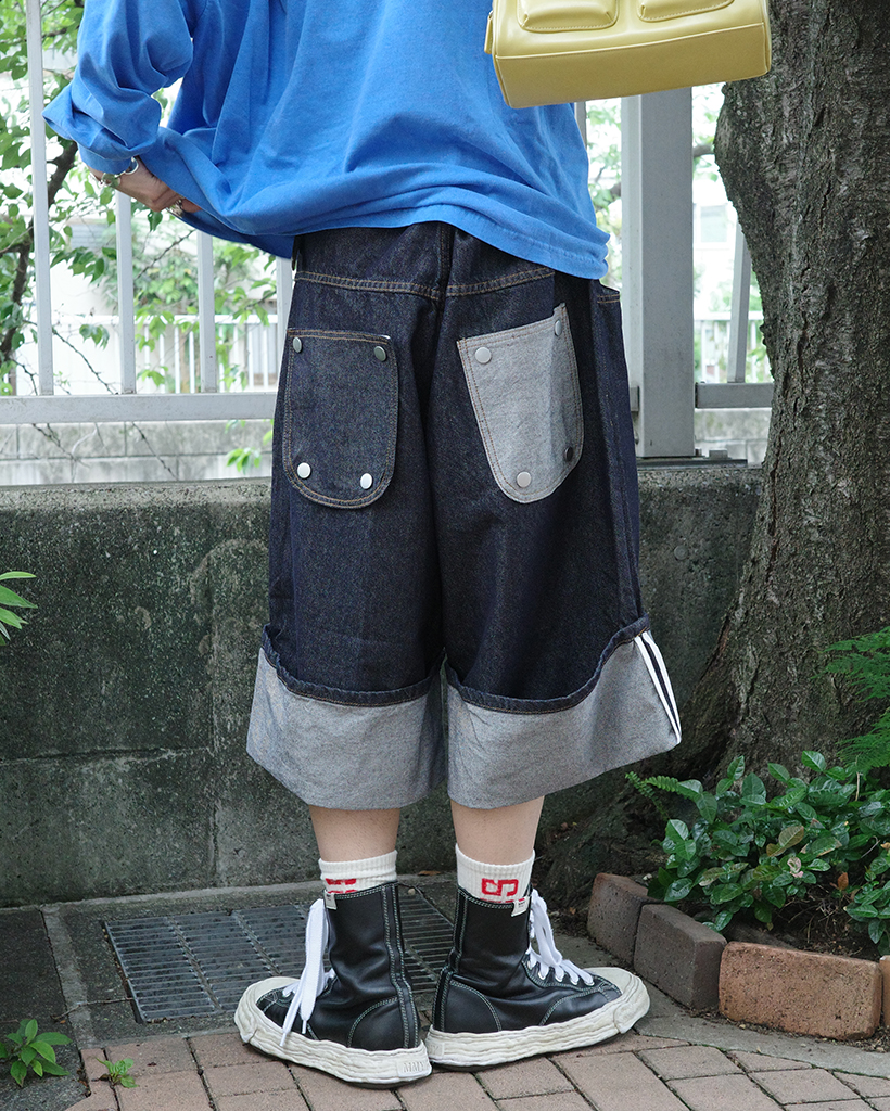 【HUECLOSET】★送料・関税込★バミューダデニムパンツ セール】星フリンジバミューダデニムパンツ（女の子）（デニム