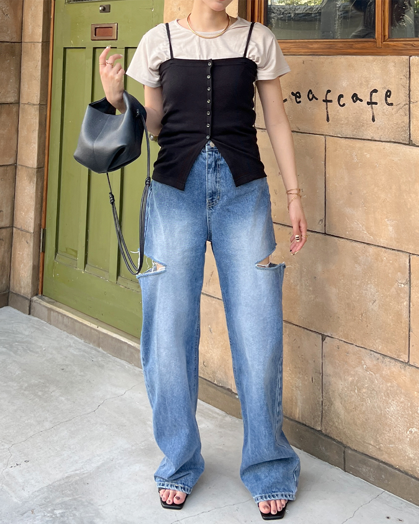 d.i.a jeans ダークデニム レース サイドリングショートパンツ パンツ