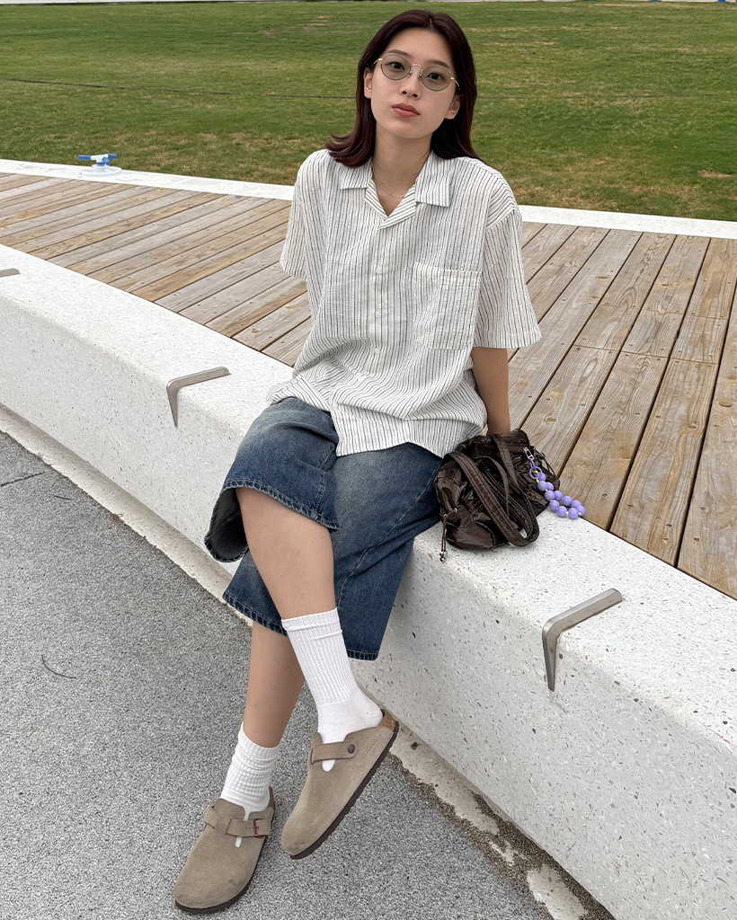 ユニセックス)ストライプ半袖シャツ | ファッション通販サイト NUGU