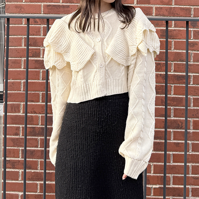 ダブルラッフルニットカーディガン | ファッション通販サイト NUGU
